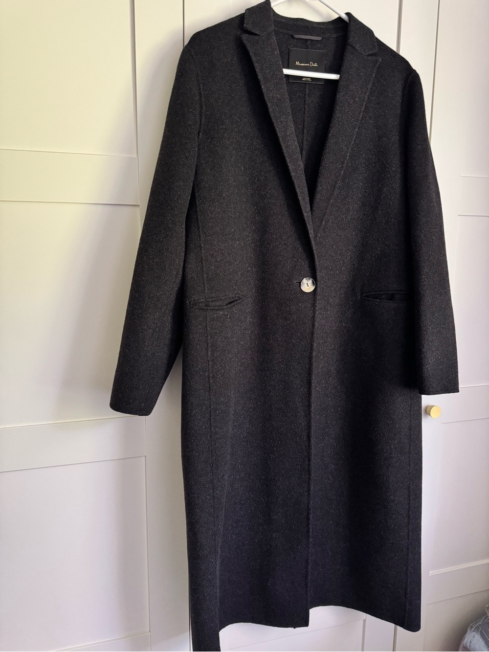 Massimo Dutti Long Wool Blend Coat Charcoal Grey Size 42 US 10 Single Button
